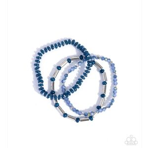 Flash of Fashion blue Paparazzi Navy and Silver Bracelet Trio Jewelry